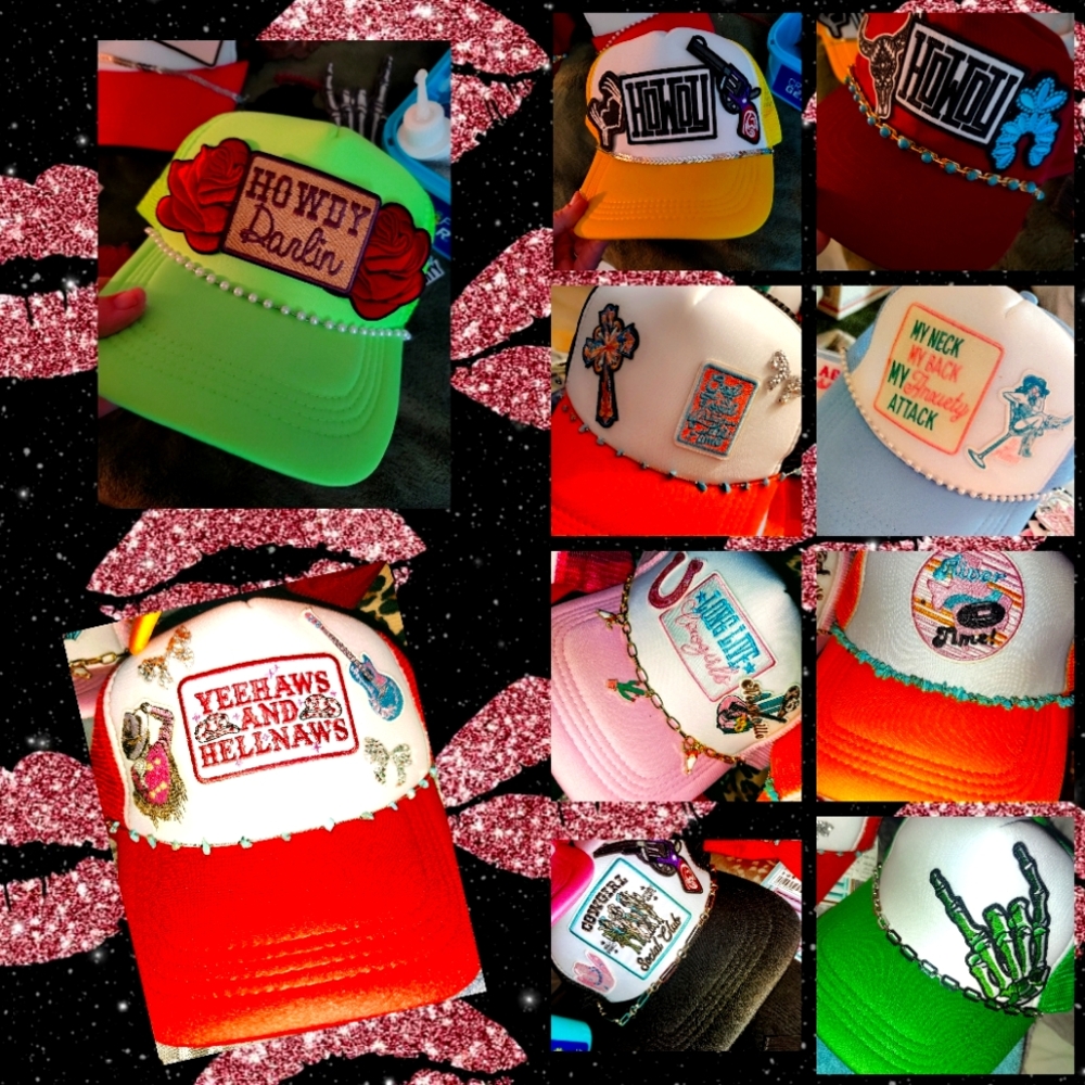 Red and Green Trucker Hats with Mesh Backing